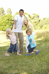 Family having fun in countryside