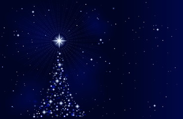 Peaceful starry night with Christmas tree
