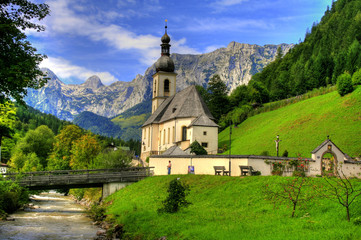 Fototapeta na wymiar Famous landmark Ramsau in Berchtesgaden - Bavaria / Germany