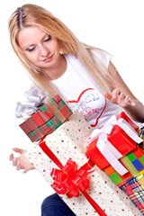 beautiful woman with holiday gift