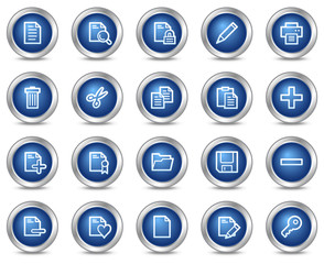 Document web icons, blue circle buttons series