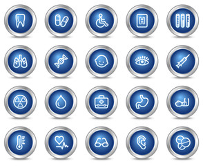 Medicine web icons, blue circle buttons series