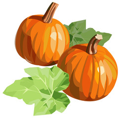 Pumpkins with leaves