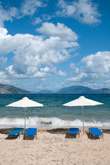landscape with  beach and parasols