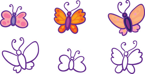 6 small butterflies