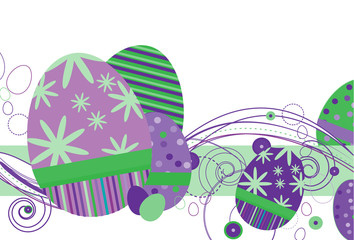 Easter Eggs in Purple with abstract design on a white