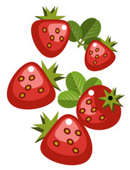 Illustration of simplistic strawberries with leaves