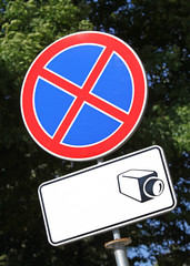 Warning road sign