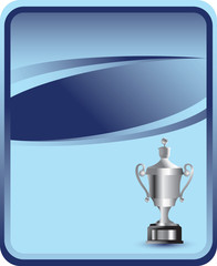Trophy on blue background