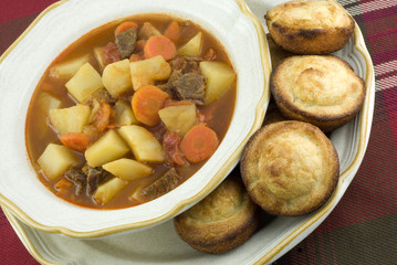 Beef Stew with Cornbread Muffins