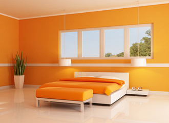 modern orange bedroom