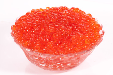 Fresh red caviar on plate