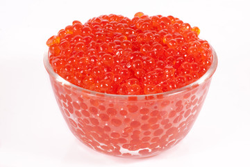 Fresh red caviar on plate