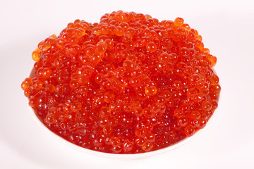 Fresh red caviar on plate
