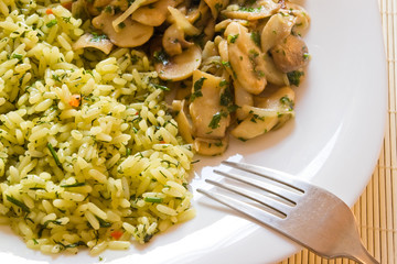 mushrooms and rice