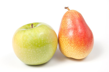 Apple and pear, isolated on white