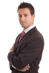 Young business man portrait in white background