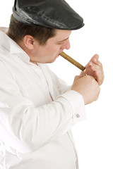 Macho man smoking cigar