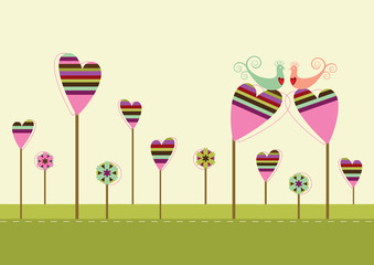 Love birds in the love garden