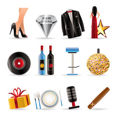 Luxury party and reception icons - vector icon set