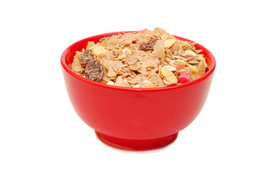 Muesli  In A  Cup With White Background