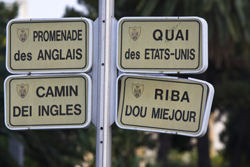 Schild in Nizza Promenade des Anglais