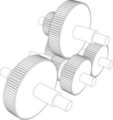Vector drawing of toothed wheels