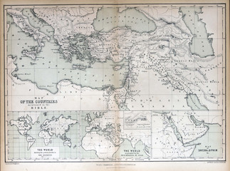 Old map of countries mentioned in the Bible, 1870