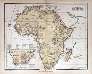 Old map of Africa, 1870