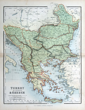 Old Map Of Turkey & Greece, 1870