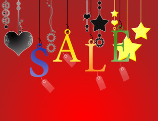 Hanging sale letter tags with clipping path