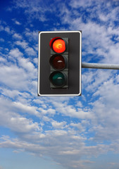 stop sign. red traffic lights