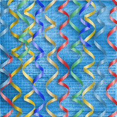 Card with multicolor streamers to holiday on the abstract  backg