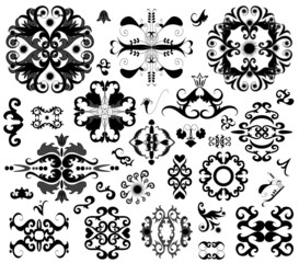 Many ornament vector decorative elements on white