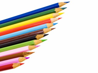 Set of color pencils isolated on a white background