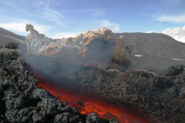 Fototapete Vulkan Lavakanal am Ätna 2009