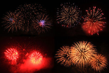 Colorful fireworks over a night sky