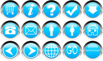 icone, internet, pulsanti