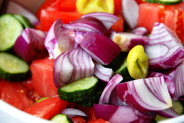 Various cut vegetables