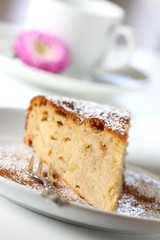 Apfelkuchen mit Zimt und Puderzucker