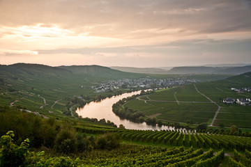 Mosel bei Trittenheim beim Sonnenuntergang