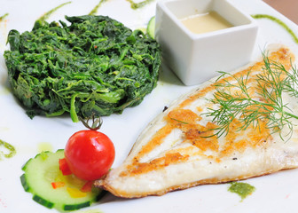 Grilled Salmon - with fresh lettuce and mash potatoes