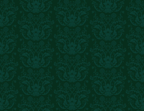 Seamless green vintage wallpaper