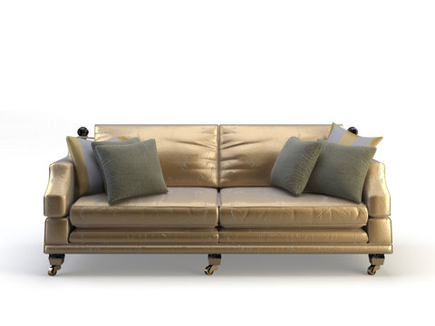 gold leather 3d sofa