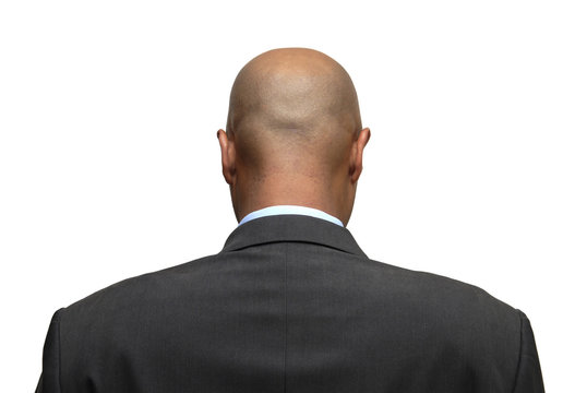 Businessman back isolated against a white background