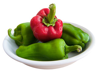 Red and green hot chili peppers