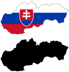 vector  map and flag of slovakia