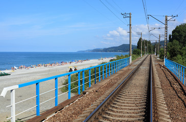 Fototapeta premium railroad on sea coast