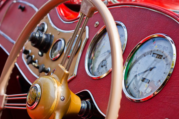 Vintage Car Dashboard with reflections