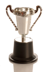 trophy or award cup with reflection on white background